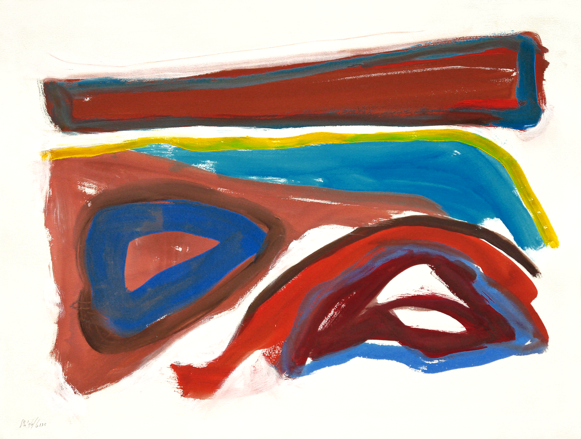 Abstract Watercolor Painting On Paper 'Abstract Landscape', Gouache No. 6.135', 1996 By Dutch Artist Fons Heijnsbroek Free Download Colorful Art Image In High Resolution Full HD Wallpaper #3804