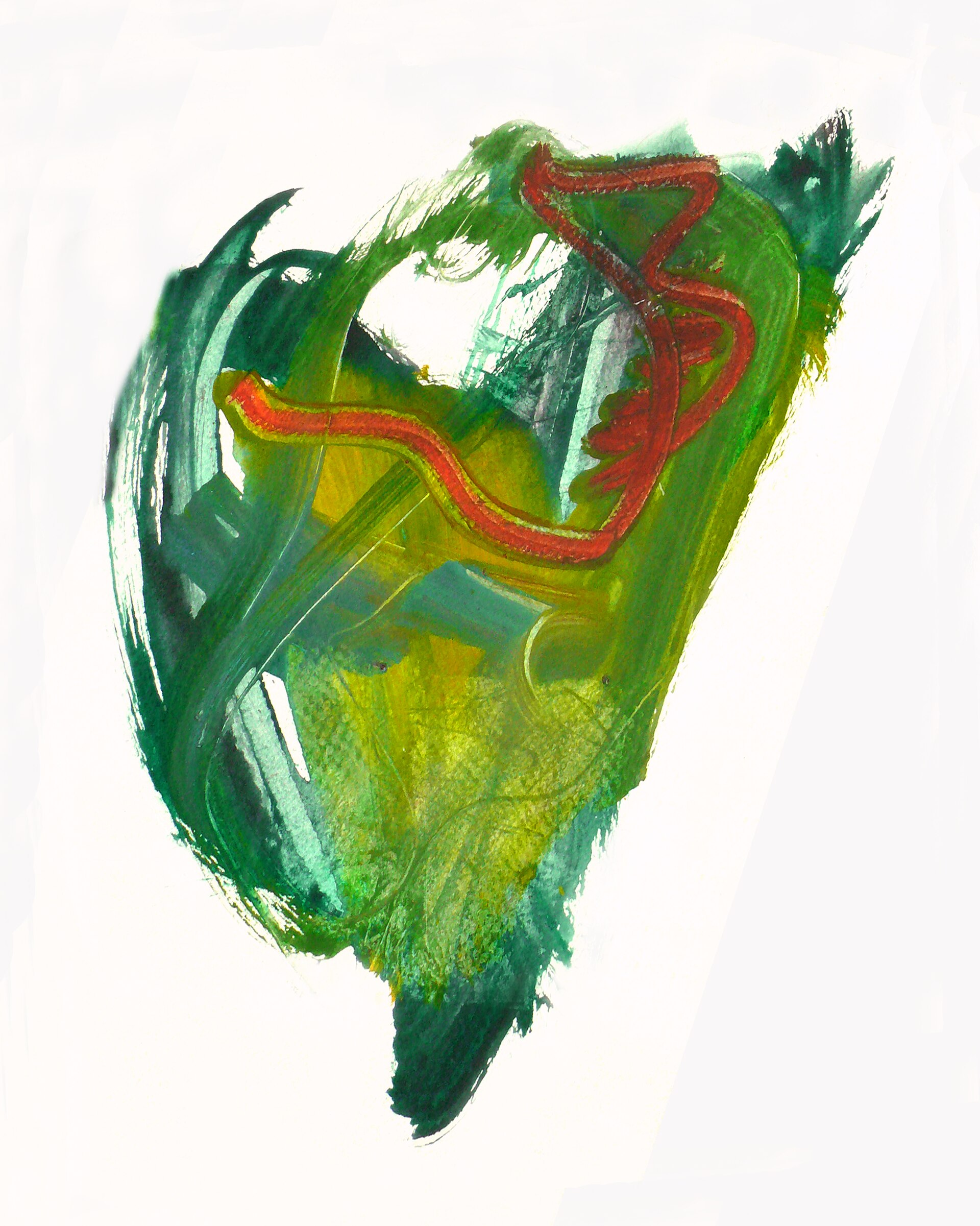 Abstract Kitgen 9.' A Small Abstract Watercolor Painting With Transparent Green Layers & Texture, Painted By Dutch Artist Fons Heijnsbroek In 2008 Abstract Gouache. Free Art Image In High Tiff Resolution Full HD Wallpaper #3807