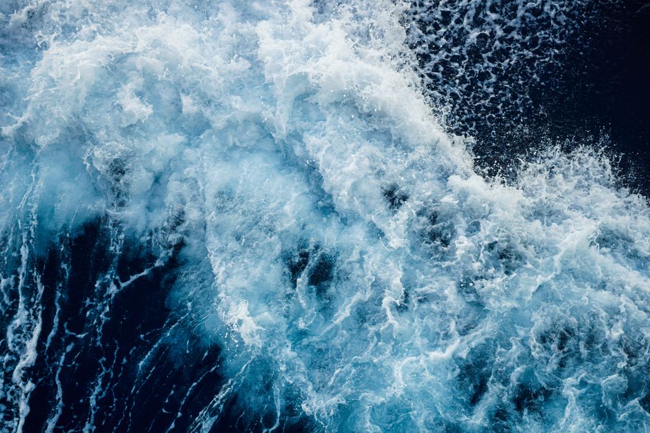 Nature Vivid Image Of Ocean Waves Crashing With White Foam And Dark Blue Water, Captured From Above. HD Wallpaper #3830